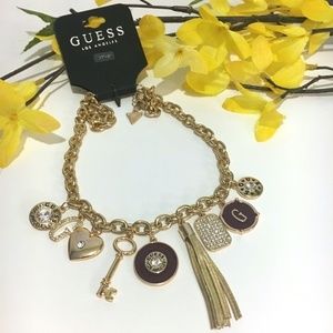 𝅺3/$29! GUESS Heart Key Tassel Charm Necklace